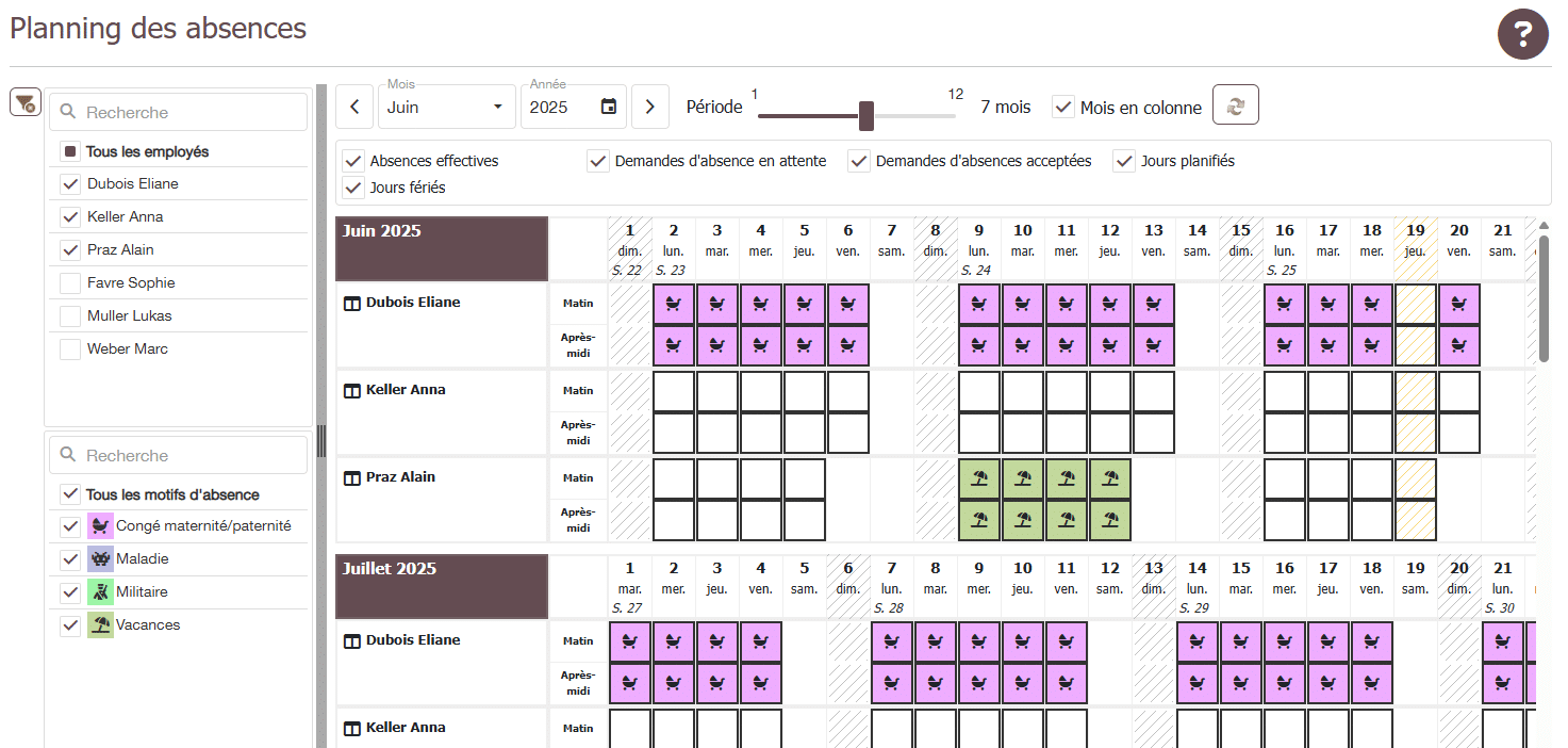 Planning absence backoffice FR